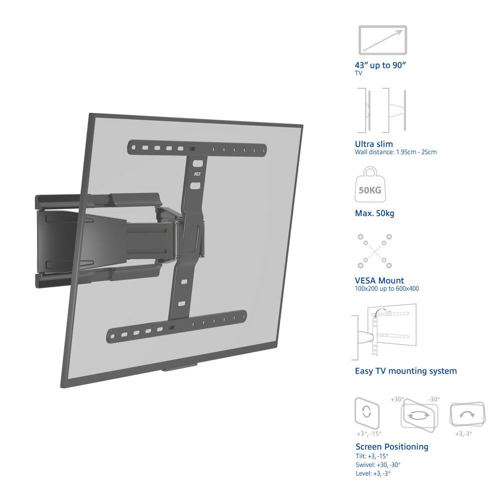 ACT Full motion TV Wall Mount ultra slim 43