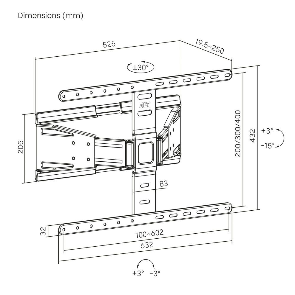 ACT Full motion TV Wall Mount ultra slim 43