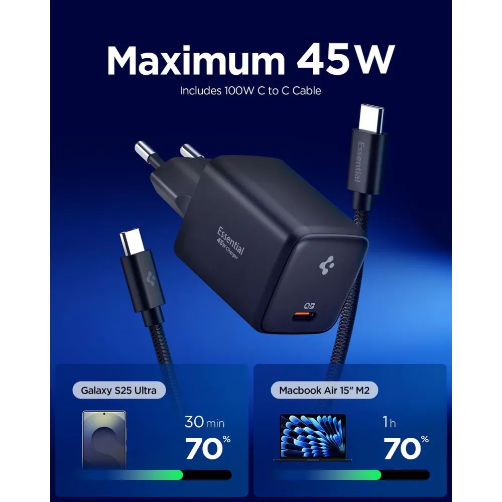 Spigen Essential 45W Wall Charger Black