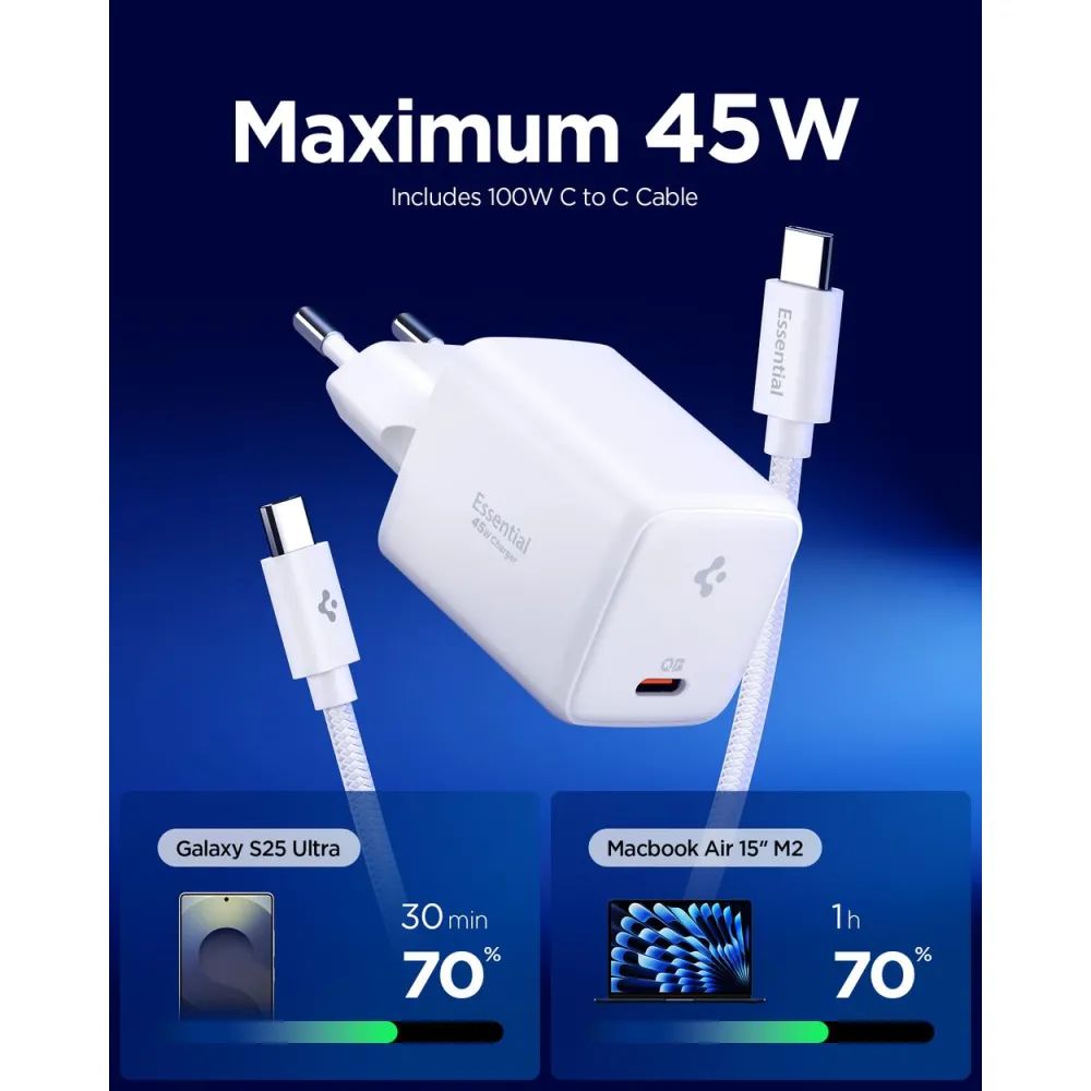 Spigen Essential 45W Wall Charger White