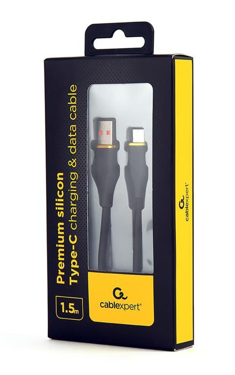 Gembird CC-USB2S-AMCM-1.5M-BK Premium silicon Type-C USB charging and data cable 1,5 m Black