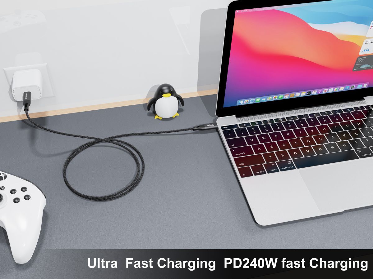 EQuip USB4 Ultra Slim Cable USB-C Male to USB-C Male 1.2m 40Gbps PD 3.1 240W 8K/60Hz Thunderbolt 3/4 Compatible Black