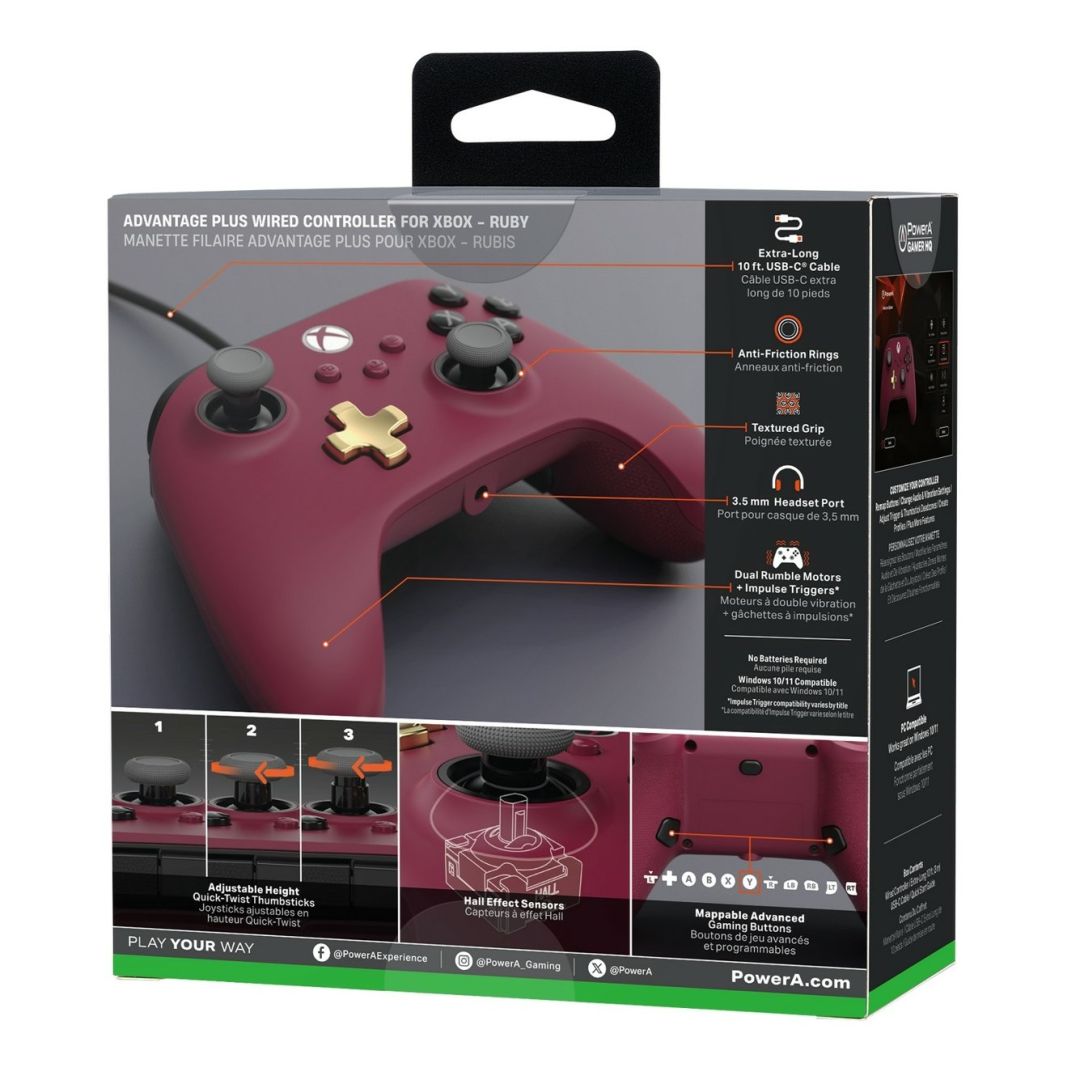 PowerA Advantage Plus Wired Controller for Xbox Series X|S Celestial Burgundy