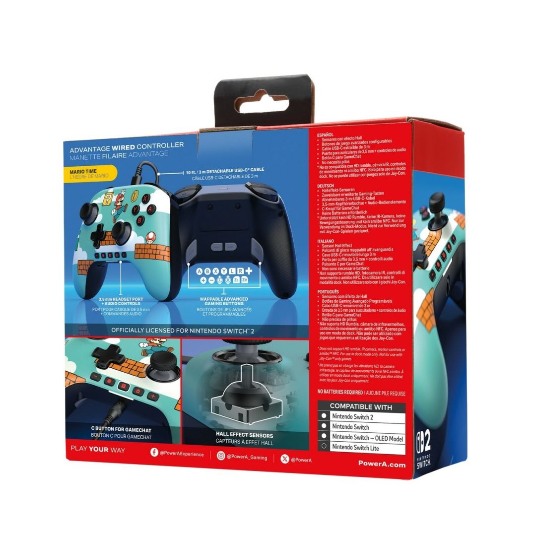 PowerA Advantage Wired Controller for Nintendo Switch 2 Gamepad Mario Time