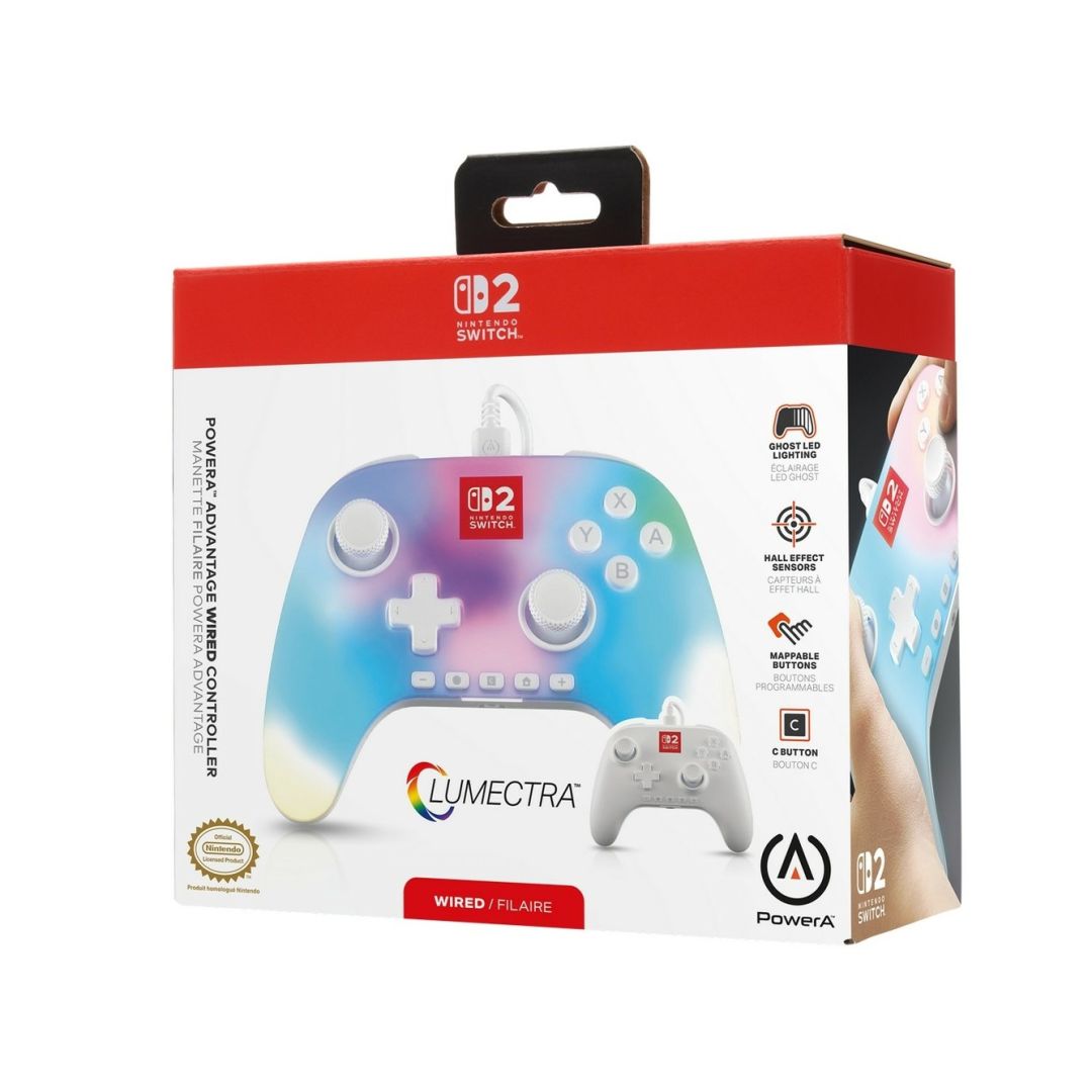 PowerA Advantage Wired Controller for Nintendo Switch 2 Gamepad Lumectra White