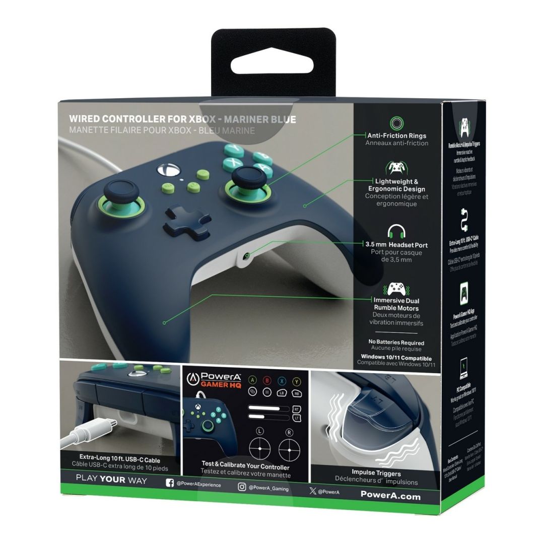 PowerA Advantage Wired Controller for Xbox Series X|S Gamepad Mariner Blue