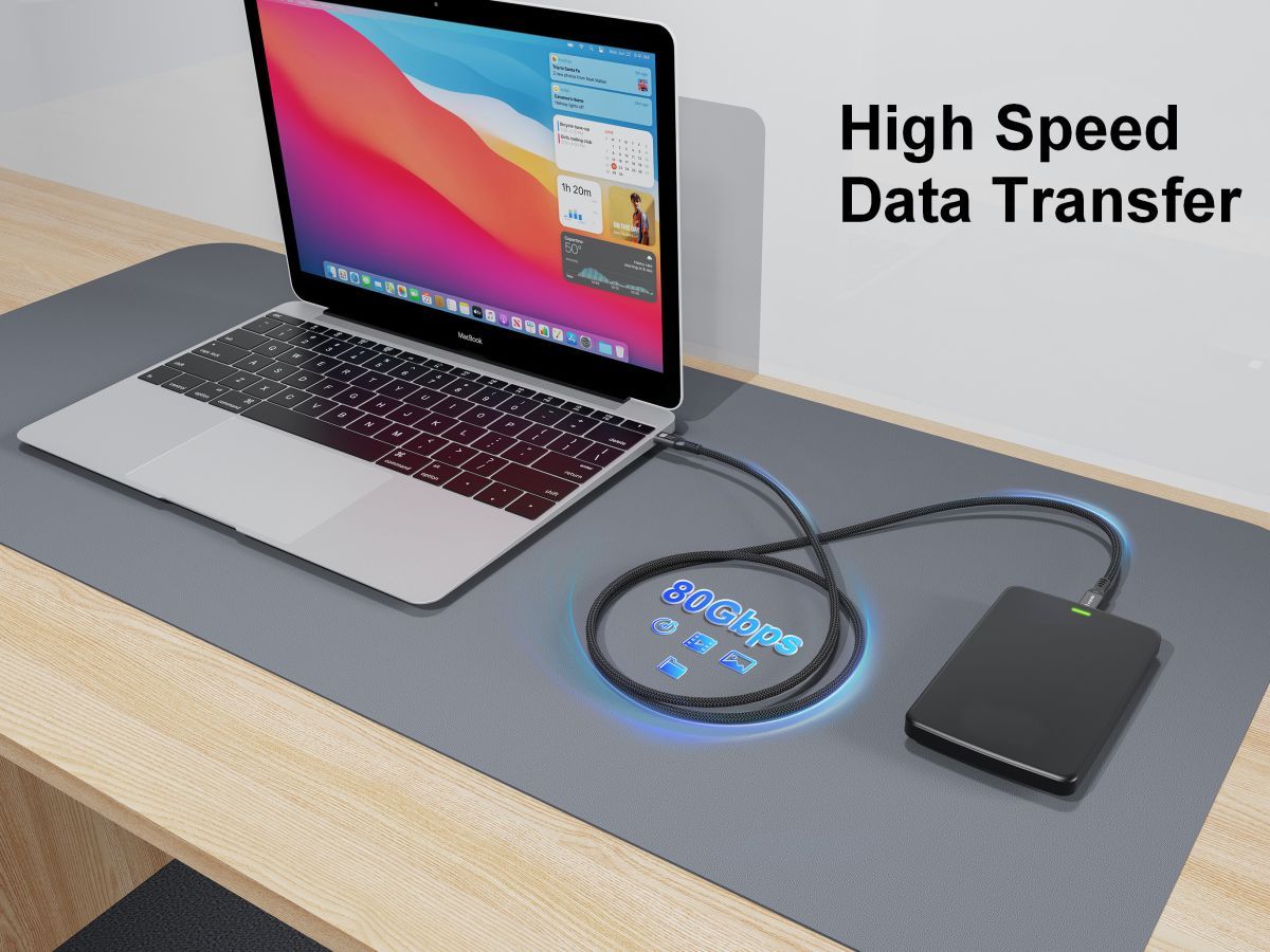 EQuip USB4 Cable USB-C Male to USB-C Male 2.0m 80Gbps PD 3.1 240W 8K/60Hz Thunderbolt 3/4 Compatible Black