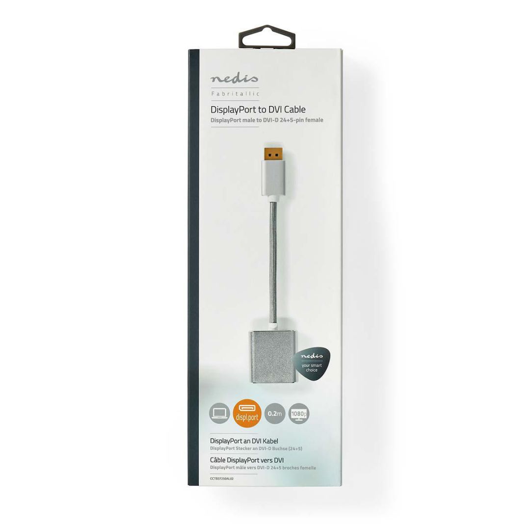 Nedis DisplayPort Male - DVI-D 24+1-Pin Female Gold Plated 0,20m Silver