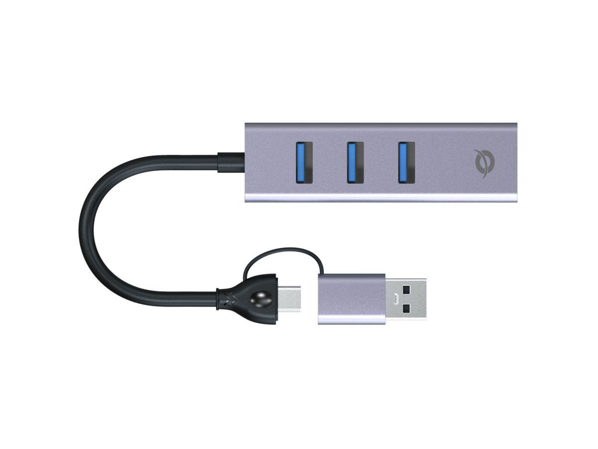 Conceptronic  ABBY25G USB-C to Gigabit Network Adapter with 3-Port USB Hub