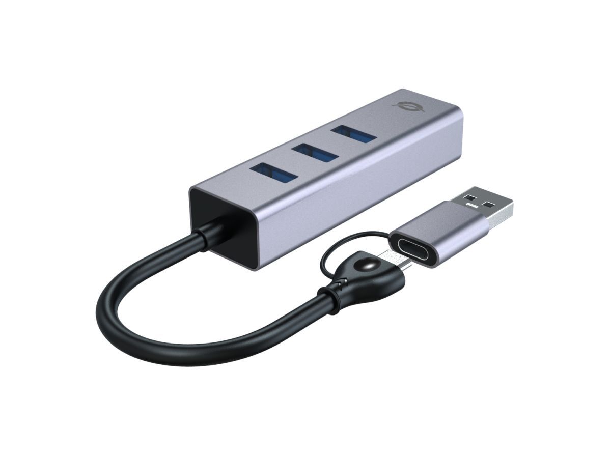 Conceptronic  ABBY25G USB-C to Gigabit Network Adapter with 3-Port USB Hub