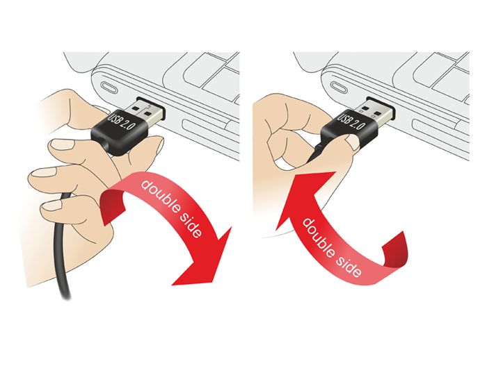 DeLock Cable EASY-USB 2.0 Type-A male > EASY-USB 2.0 Type-A male angled left / right 2m Black