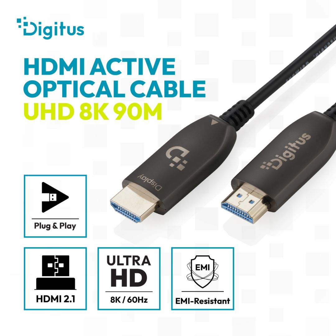 Digitus HDMI AOC Hybrid Fiber Optic Cable UHD 8K 90m Black