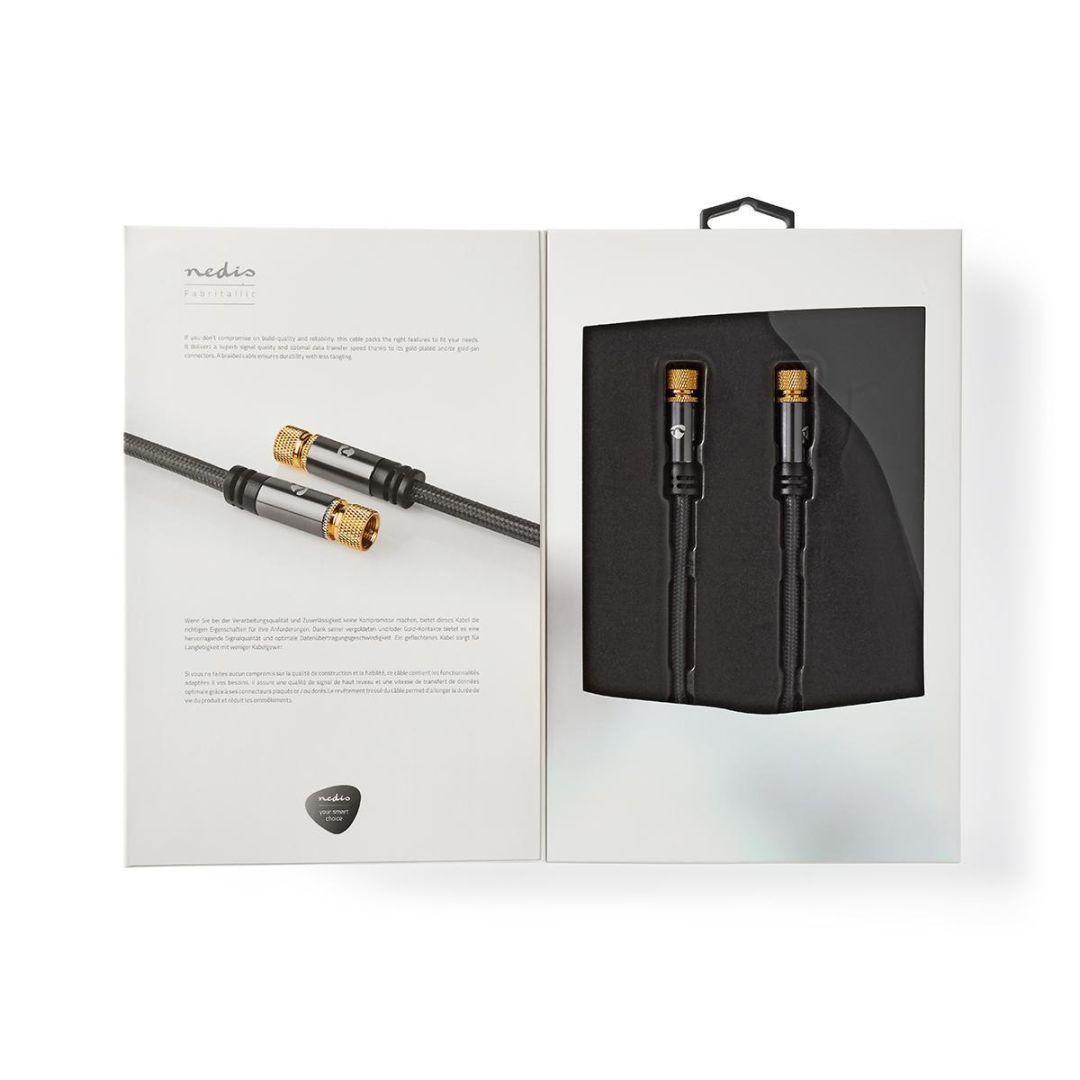 Nedis F Male - F Male Satellite & Antenna Cable 5m Gun Metal Grey