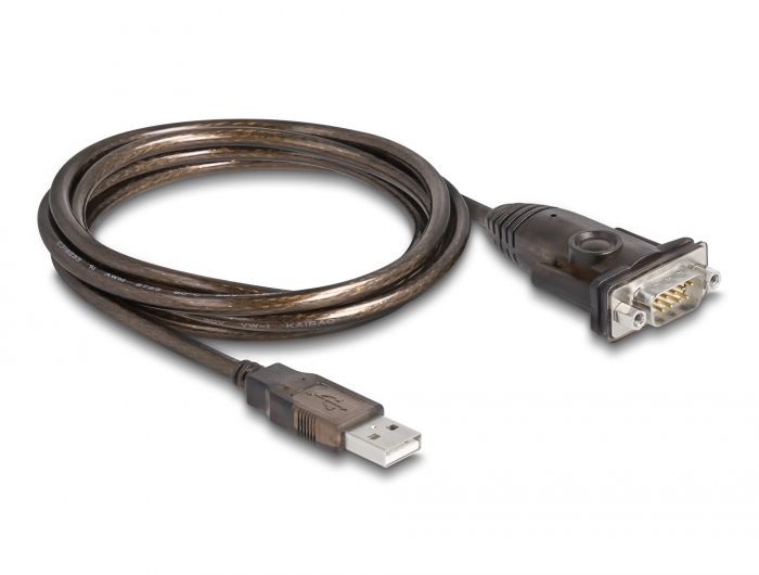 DeLock Adapter USB 2.0 Type-A to 1 x Serial RS-232 D-Sub 9 pin male with nuts 1,5m