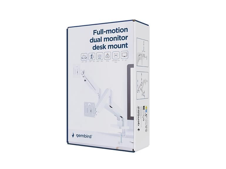 Gembird Desk mounted adjustable double monitor arm 17