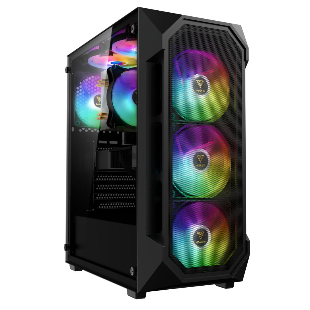 Gamdias Aura GC1 Elite ARGB Tempered Glass Black