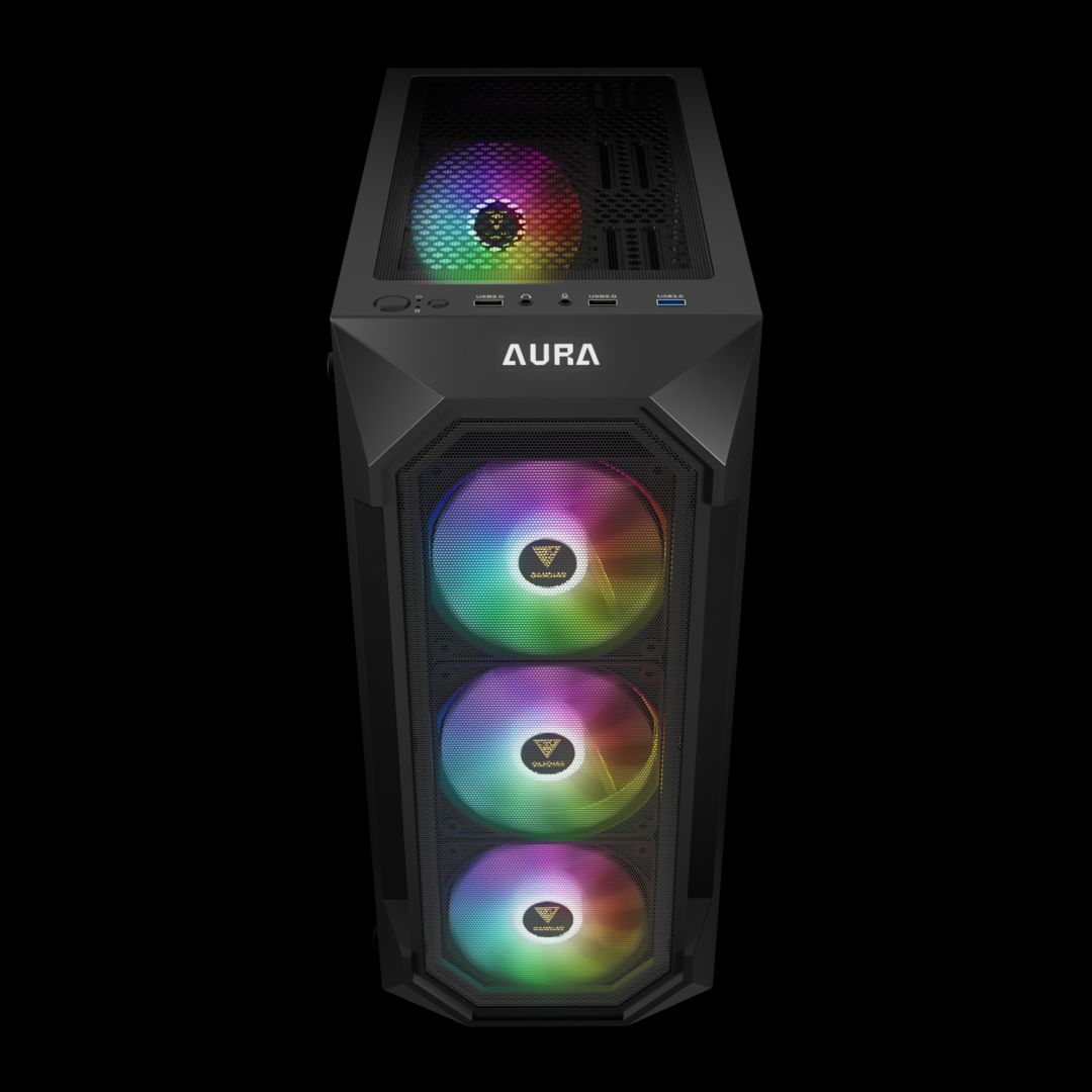 Gamdias Aura GC1 Elite ARGB Tempered Glass Black