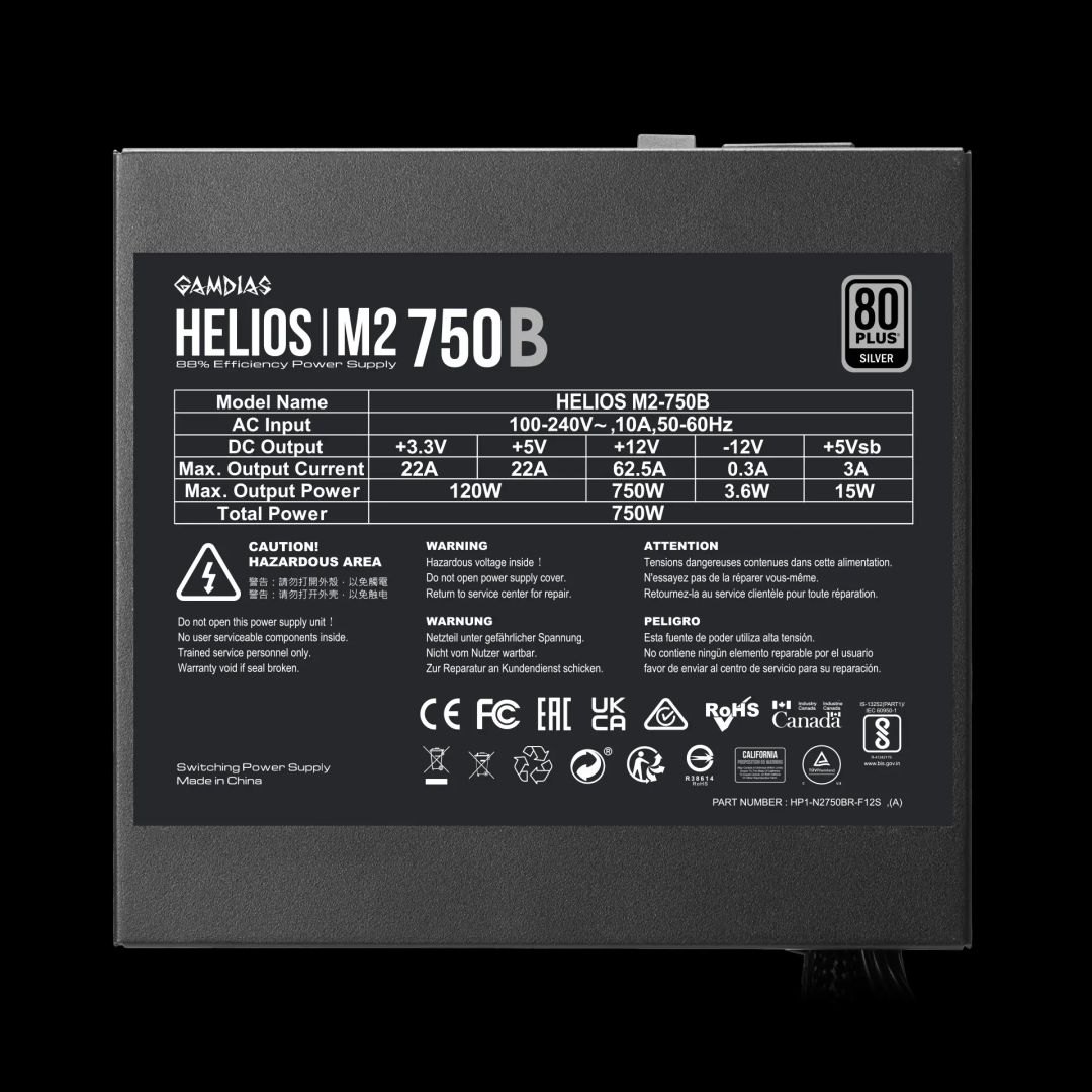 Gamdias 750W 80+ Silver Helios M2-750B