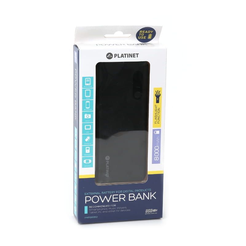 Platinet PMPB80BO 8000mAh PowerBank and Torch + microUSB Cable Black/Orange