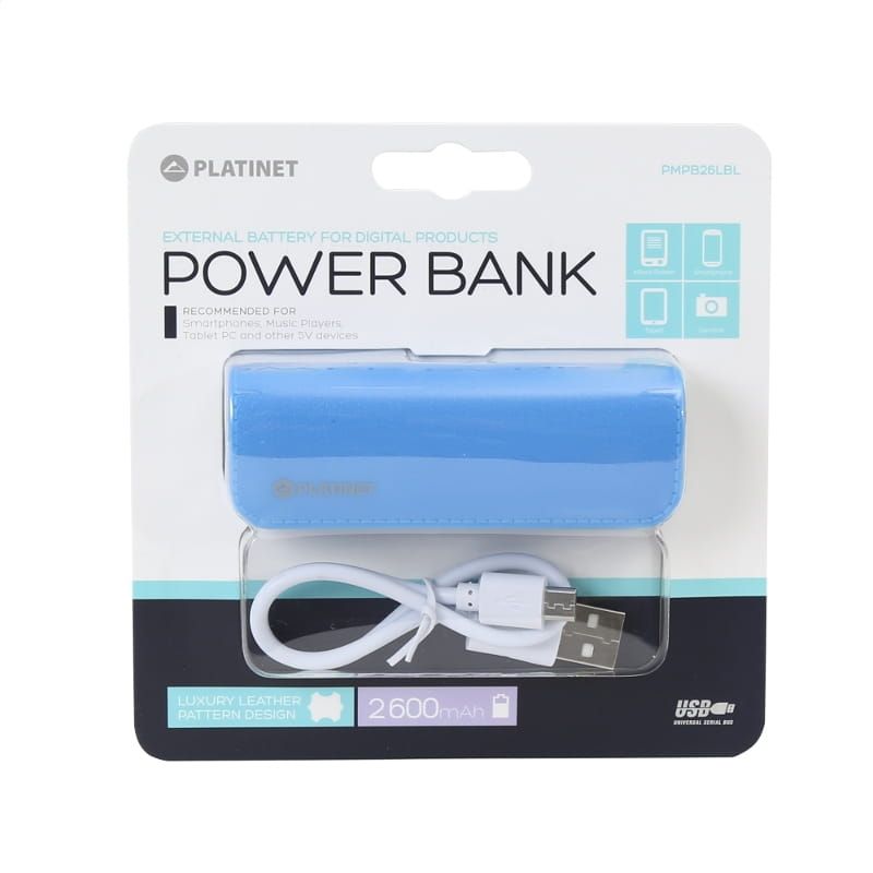 Platinet PMPB26LBL 2600mAh Leather PowerBank + microUSB Cable
