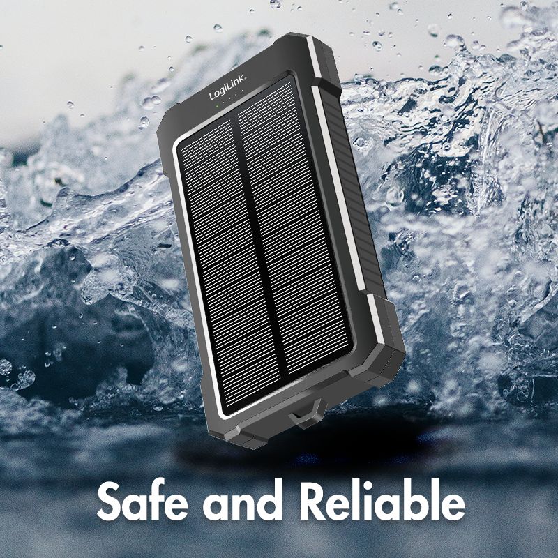 Logilink Solar LED Light 10000 mAh Power Bank Black/Orange