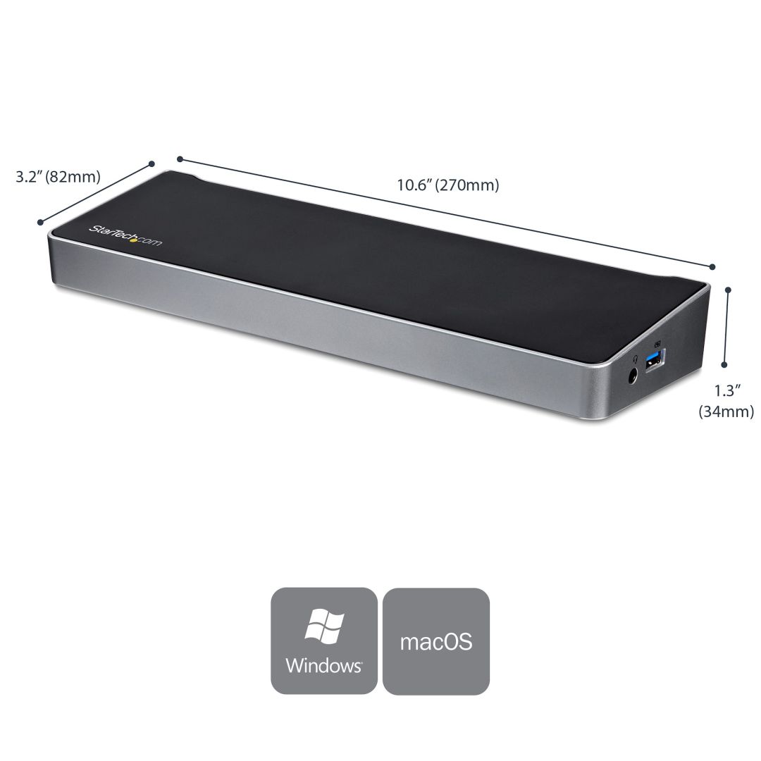 Startech Triple Monitor USB 3.0 Docking Station with 2x 4K DisplayPort & HDMI - 5 Port USB-A Hub