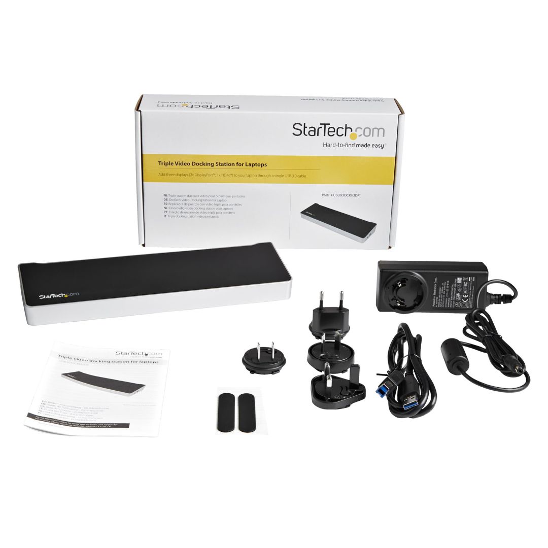 Startech Triple Monitor USB 3.0 Docking Station with 2x 4K DisplayPort & HDMI - 5 Port USB-A Hub
