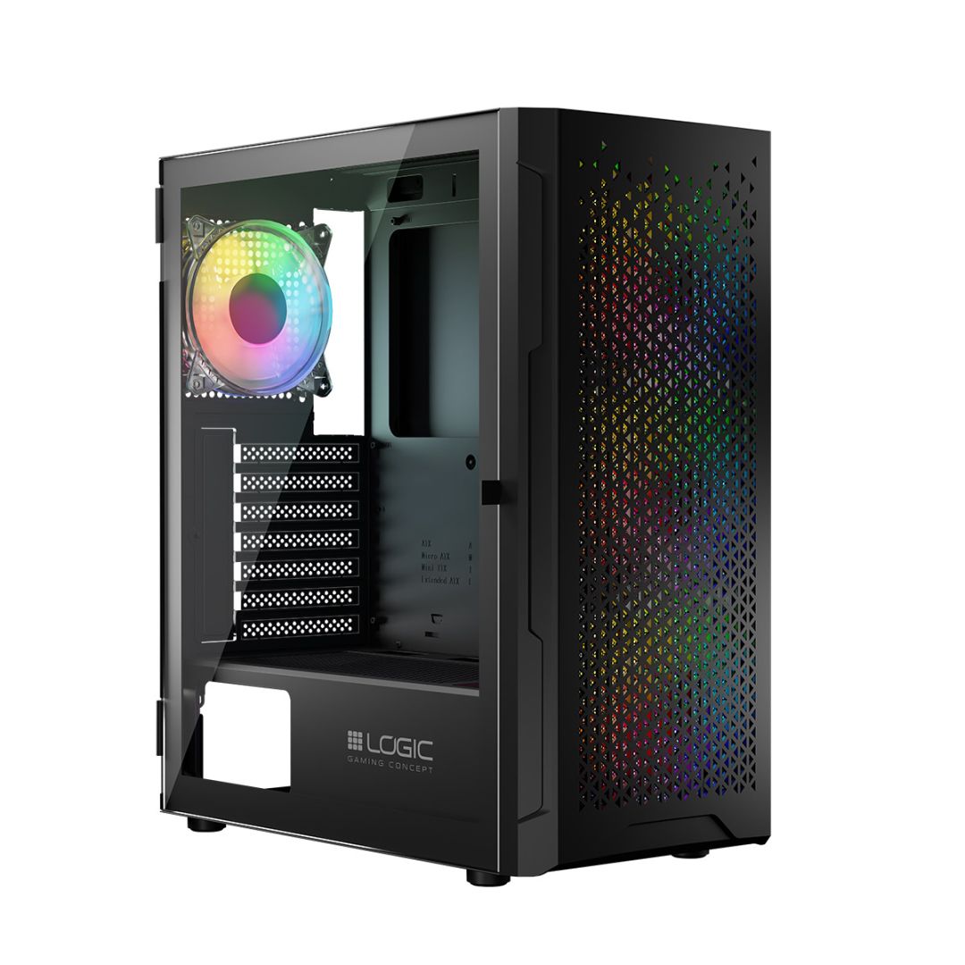 Logic Aramis ARGB Midi Tempered Glass Black