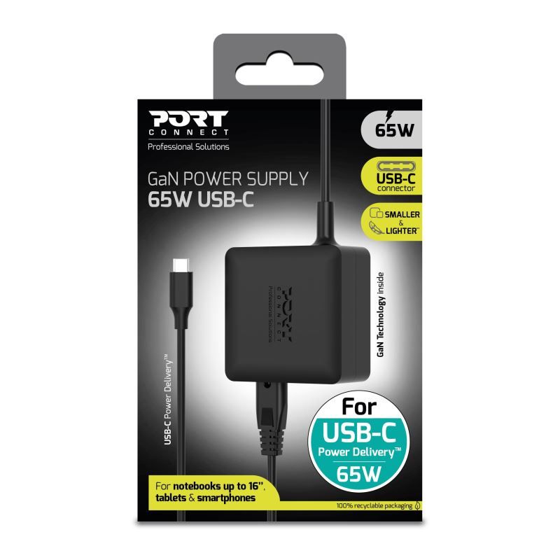 Port Designs 904065UWEU 5-20V / 3,25A 65W Type-C univerzális hálózati notebook töltő