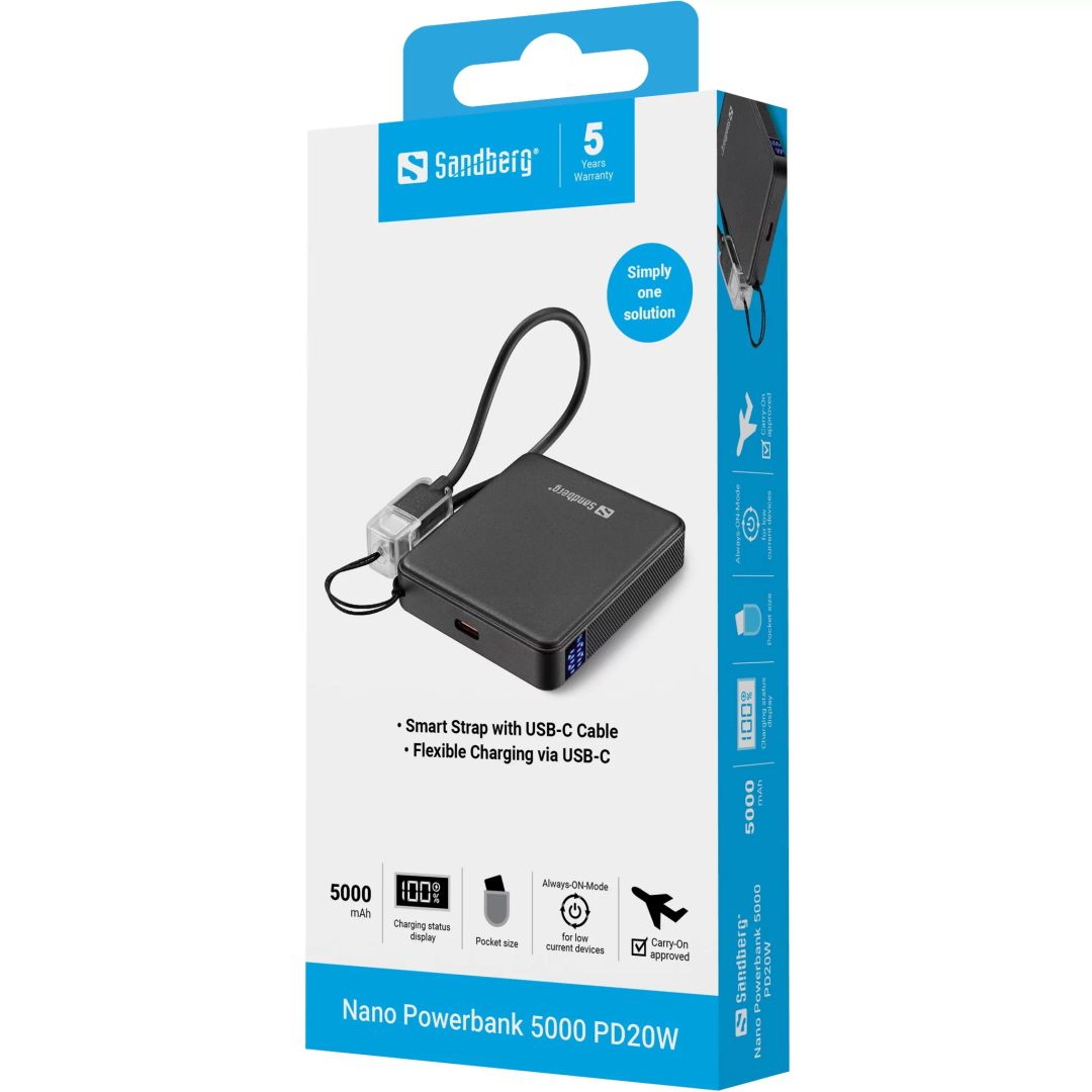 Sandberg PD20W 5000mAh PowerBank Black