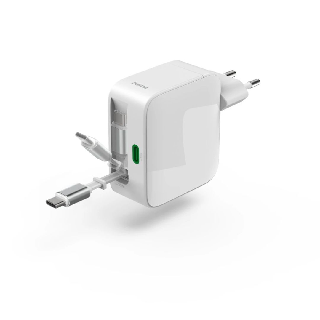 Hama Fast Charger GaN 2xUSB-C PD 30W White