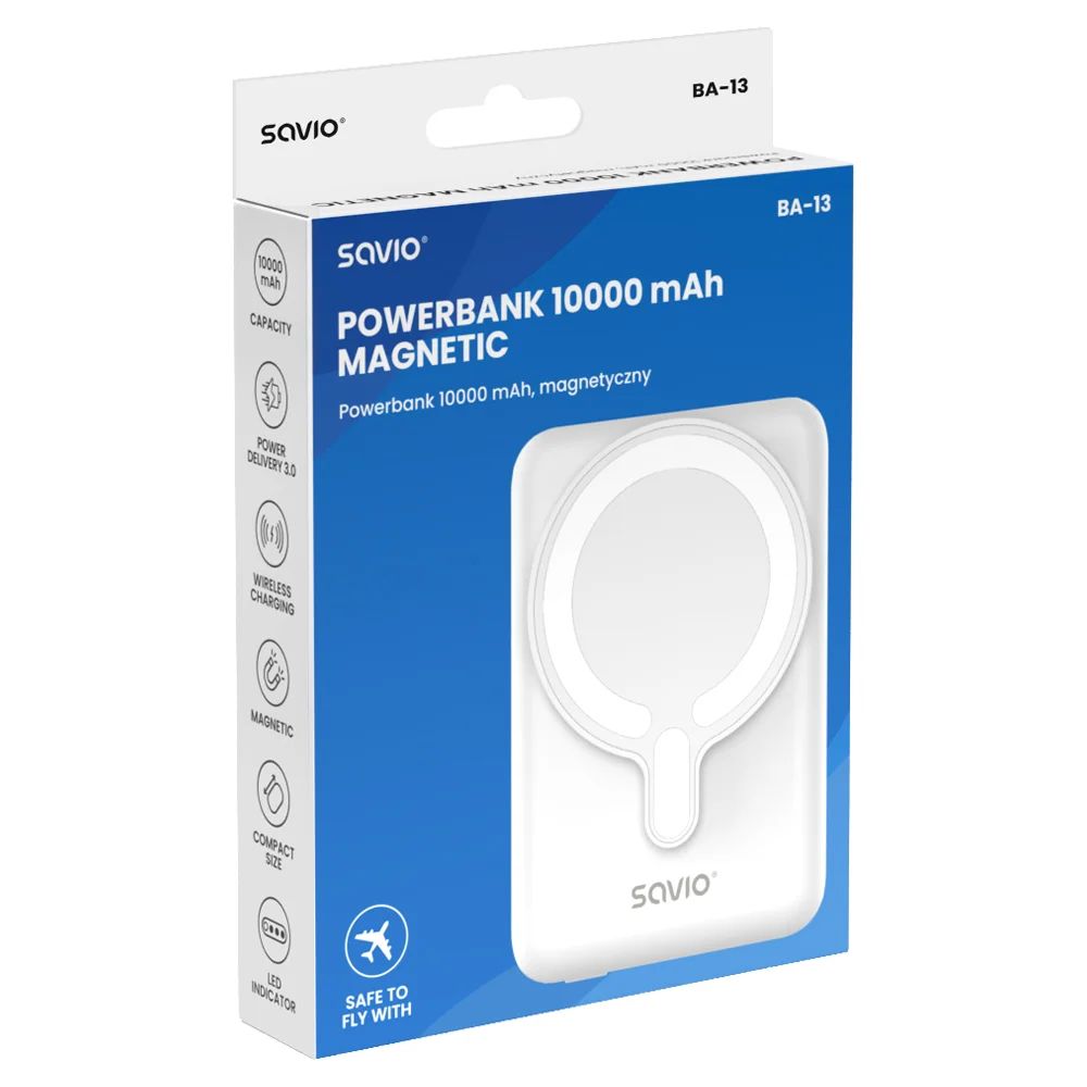 Savio BA-13 10000mAh Powerbank White