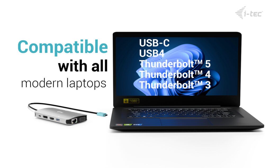 I-TEC USB-C Metal Nano 3x Display (DP, HDMI and VGA) Docking Station + Power Delivery 100 W