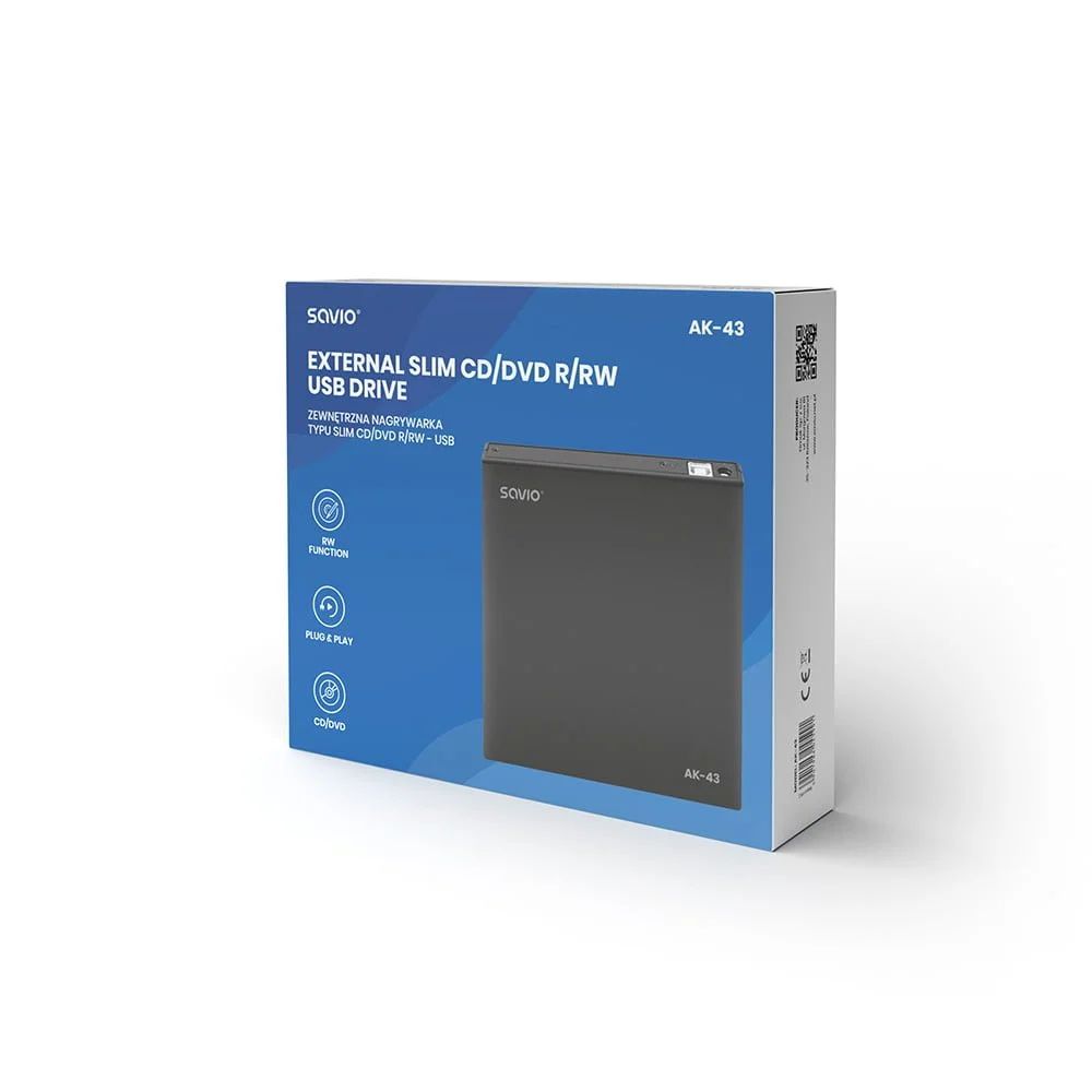 Savio AK-43 External Slim DVD-Writer Black BOX