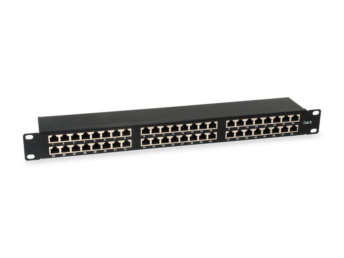 EQuip 48-Port Cat.6 Shielded Patch Panel Black