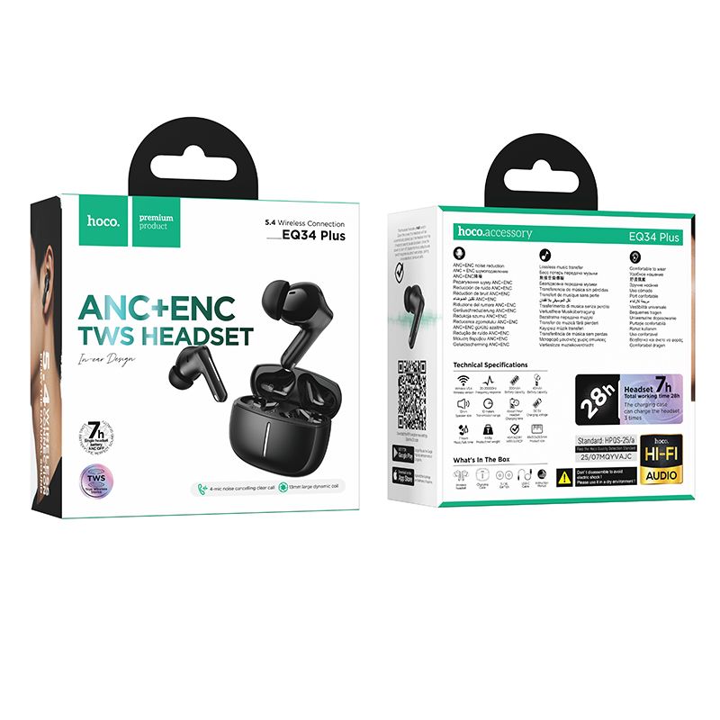 Hoco EQ34 Plus Rima Bluetooth Headset Black