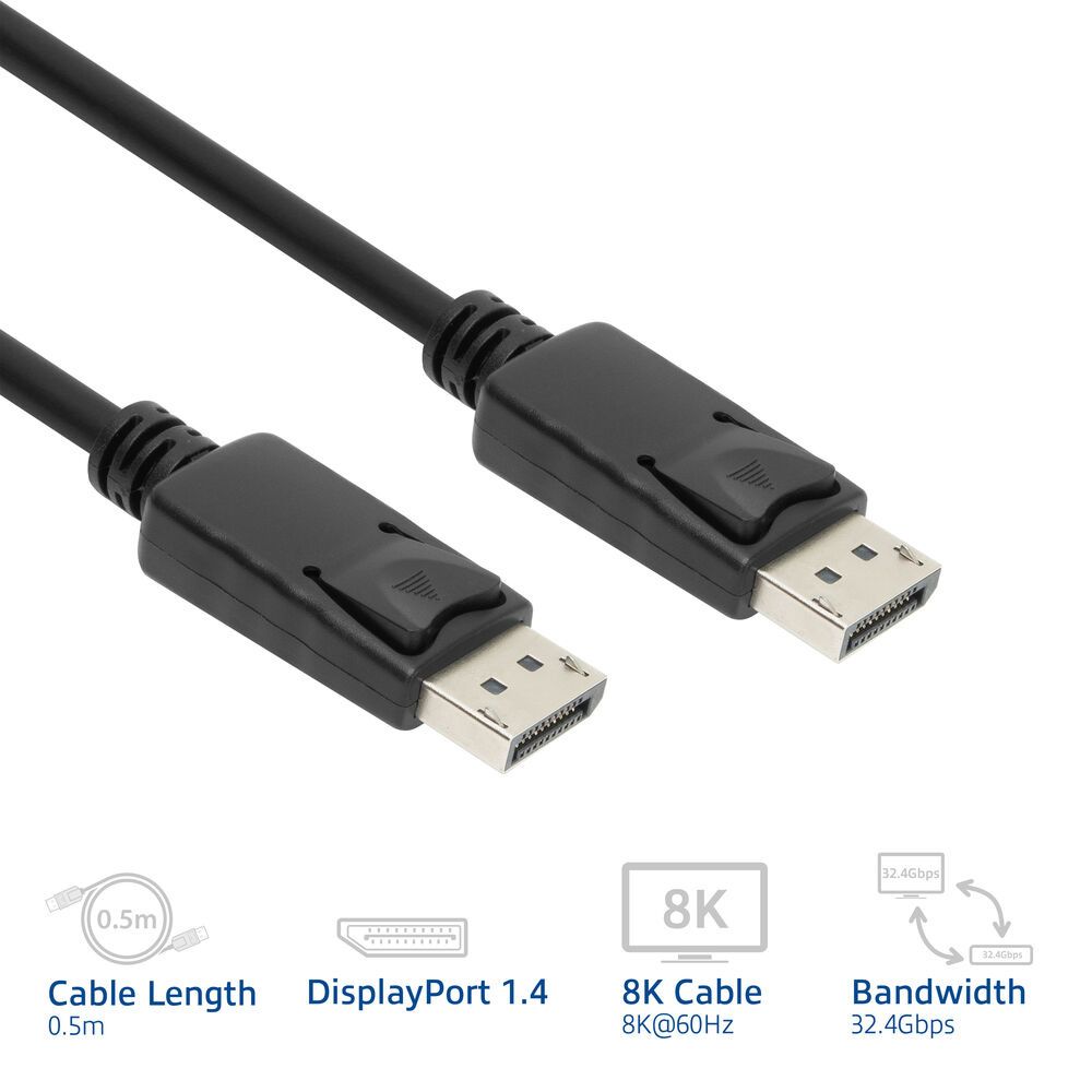 ACT DisplayPort 1.4 cable 8K 0,5m Black