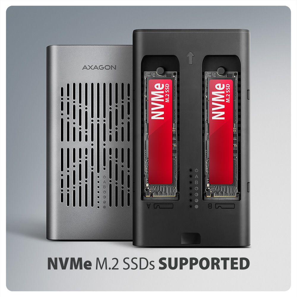 AXAGON EEM2-20GD USB-C 20Gbps Dual M.2 NVMe SSD Clone Mastert Enclosure