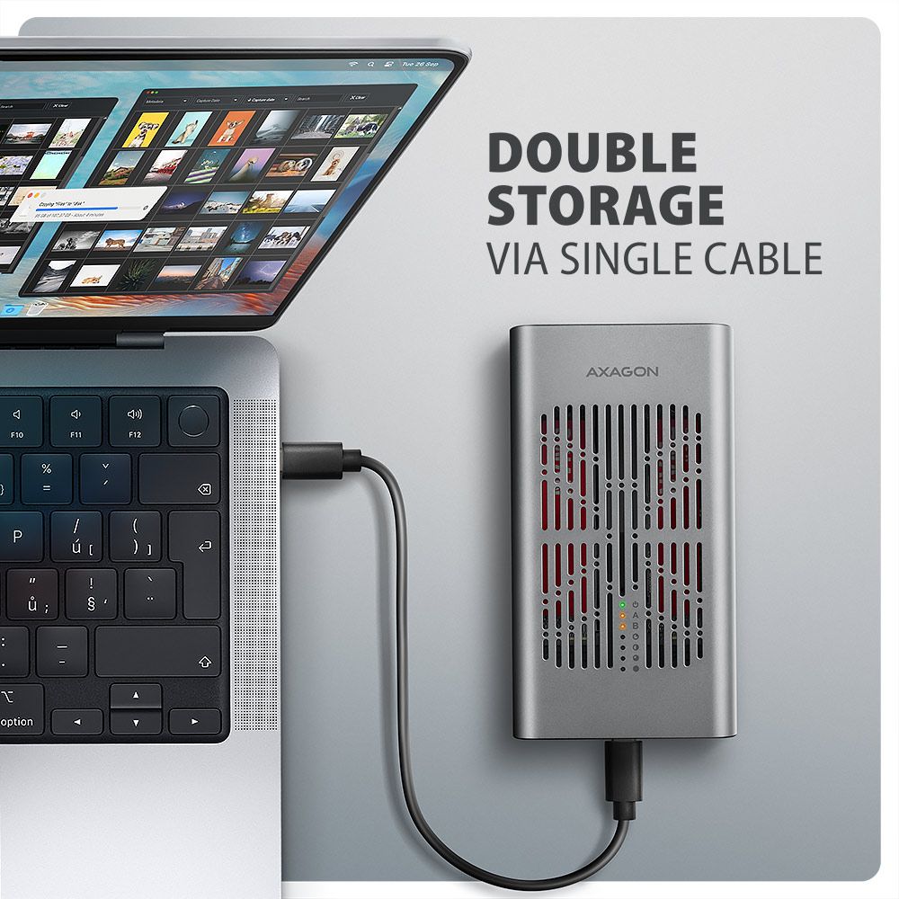 AXAGON EEM2-20GD USB-C 20Gbps Dual M.2 NVMe SSD Clone Mastert Enclosure