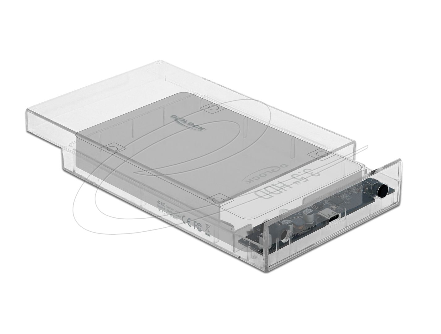 DeLock External Enclosure for 3.5″ SATA HDD Transparent