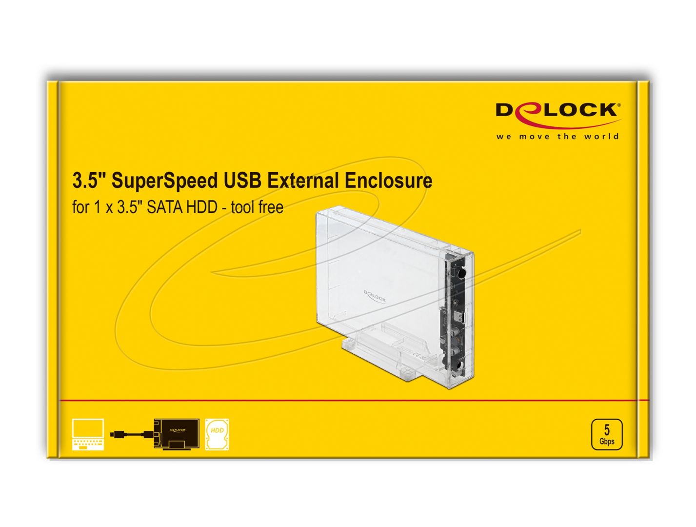 DeLock External Enclosure for 3.5″ SATA HDD Transparent
