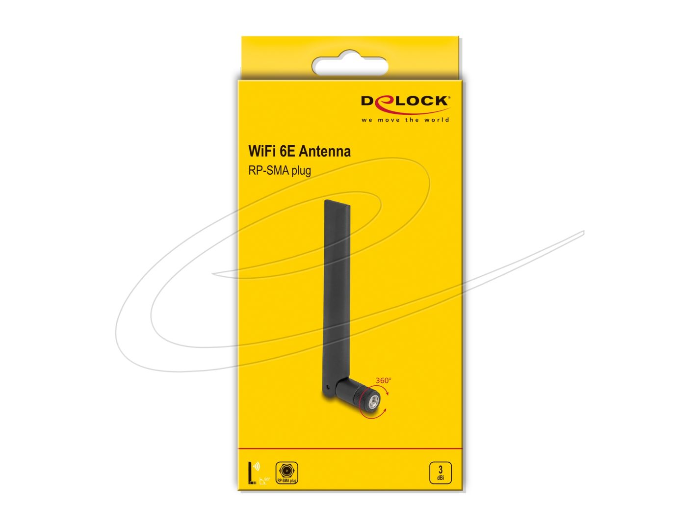 DeLock WiFi 6E Antenna RP-SMA plug  3dBi Black