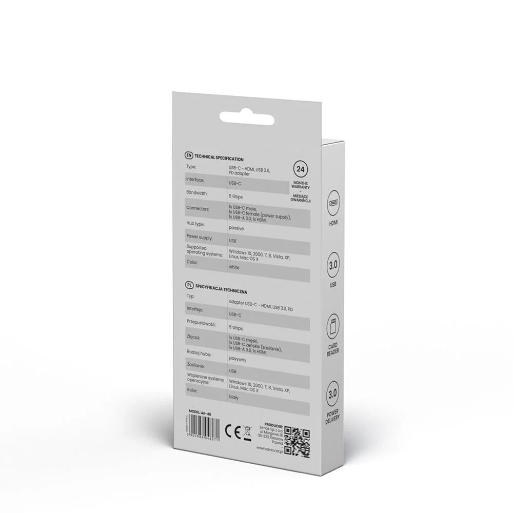Savio AK-48 Multiport Adapter White