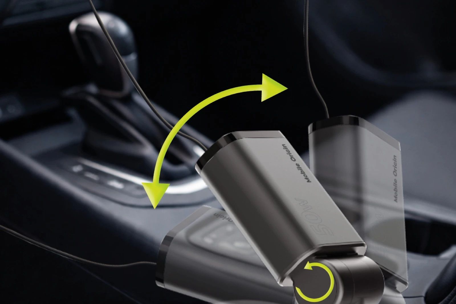 Mobile Origin 3in1 50W Car Charger CA27 - USB-C + USB-A, USB-C Space Gray