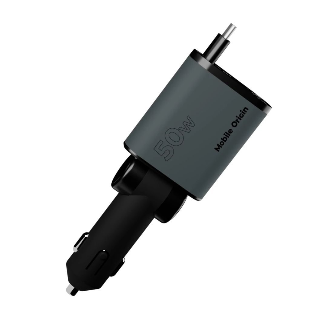 Mobile Origin 3in1 50W Car Charger CA27 - USB-C + USB-A, USB-C Space Gray