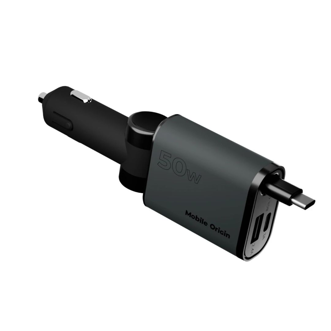 Mobile Origin 3in1 50W Car Charger CA27 - USB-C + USB-A, USB-C Space Gray