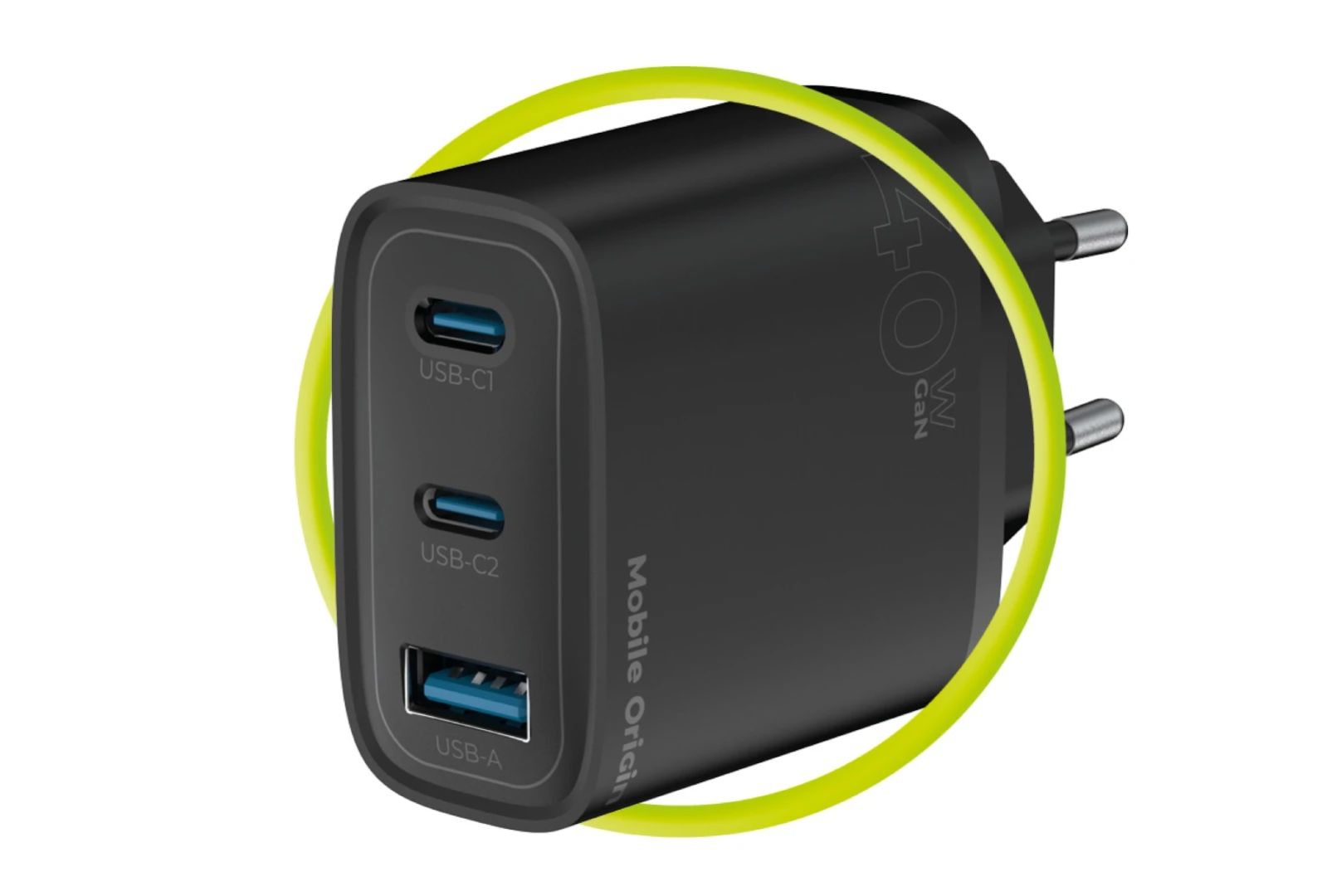 Mobile Origin Mobile Origin GaN 40W Wall Charger MO13, black 1 USB-A + 2 USB-C Black