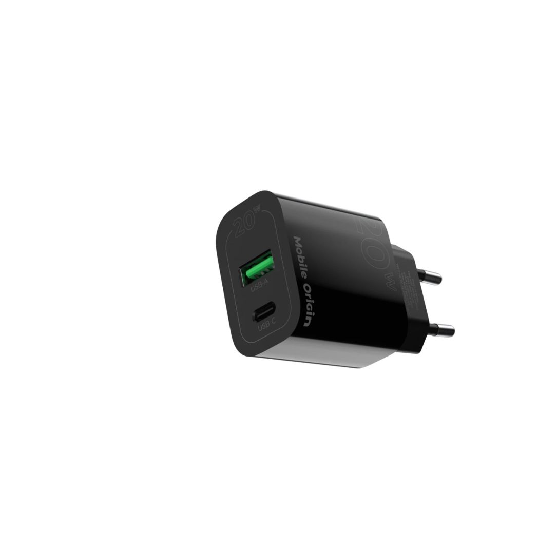Mobile Origin Wall Charger MO12 PD20W - USB-A + USB-C Black