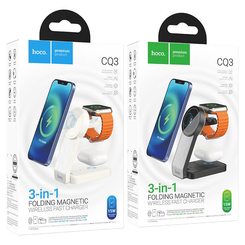 Hoco CQ3 Motorcycle 3in1 Magnetic Wireless 15W White