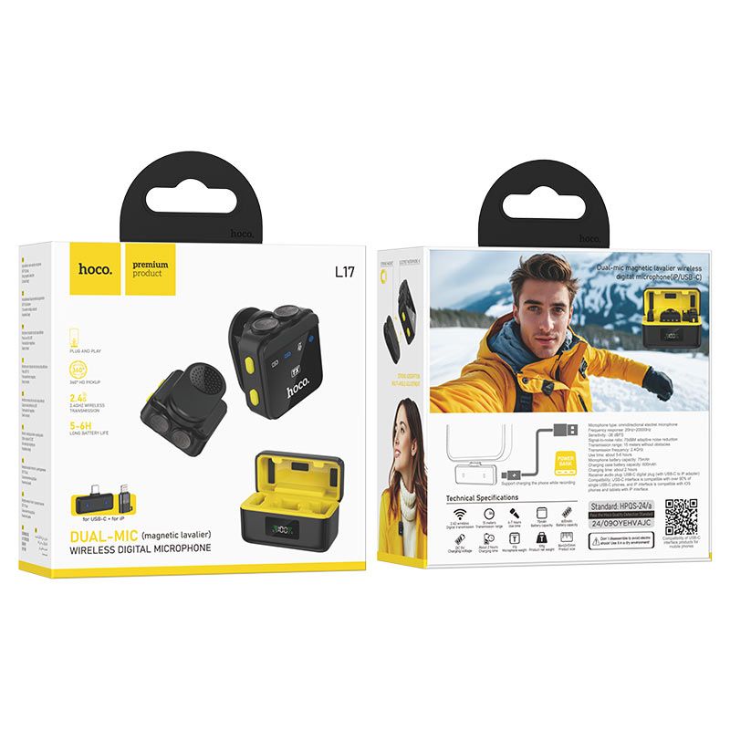 Hoco L17 lavalier  Wireless microphone Black